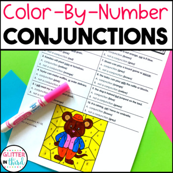 Preview of Conjunctions Worksheets Grammar Activities Color By Number