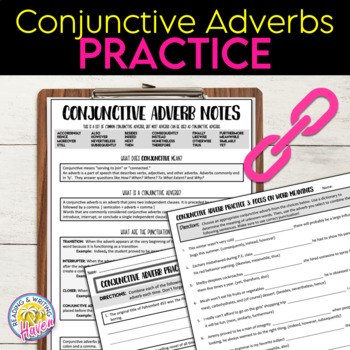 Preview of Conjunctive Adverbs Practice Worksheets