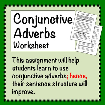 Preview of Conjunctive Adverbs Worksheet