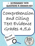 Comprehension and Citing Text Evidence: Practice Unit for 