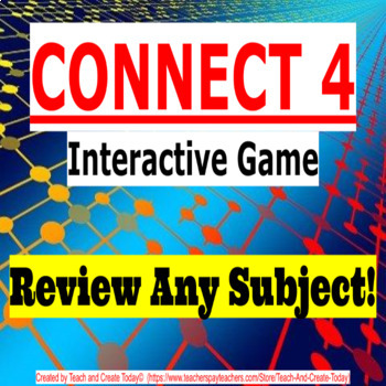 Preview of Connect 4 Review Game Activity Editable Template Math ELA History Comprehension