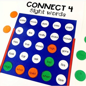 Preview of Connect 4 Sight Words No Prep Literacy Center Game (EDITABLE!)
