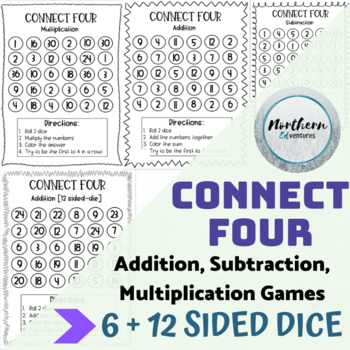 Preview of Connect Four: 6 and 12 sided dice games for math