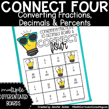 Preview of Connect Four Converting Fractions Decimals and Percents Game Math Station