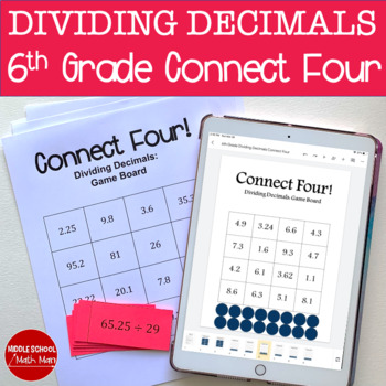 Preview of 6th Grade Math Dividing Decimals Game | Connect Four Activity