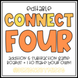 Connect Four - EDITABLE Game Boards [addition + subtraction]