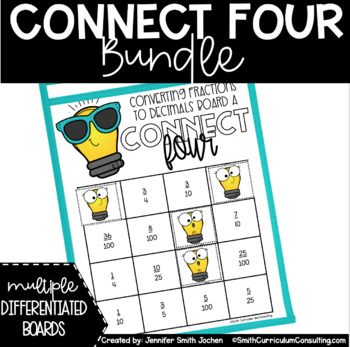 Preview of Connect Four Math Game Bundle - Differentiated Review of Math Skills - Workshop