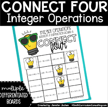Preview of Connect Four Integer Operations Game Positive and Negative Integers Math Station