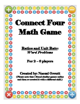 Preview of Connect Four Math Game - Ratios and Unit Rate Word Problems