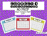 Connect Four: NO PREP Single & Double-Digit Subtraction (0-9)