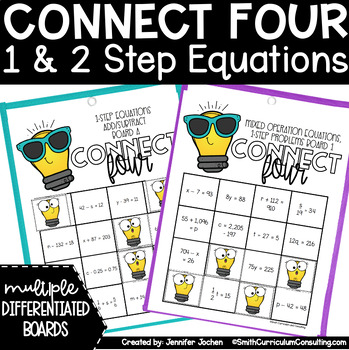 Preview of Connect Four One-Step and Two-Step Equations Game Math Station Activity