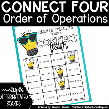 Preview of Connect Four Order of Operations Game TEKS 5.4e 5.4f Math Station