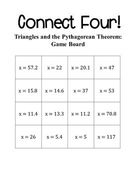 Connect Four: Triangles and the Pythagorean Theorem - 8th Grade Math
