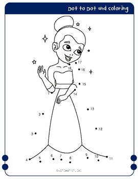 Connect the Dots - Dot to Dot of Number in Princess and Unicorn Theme  Worksheets