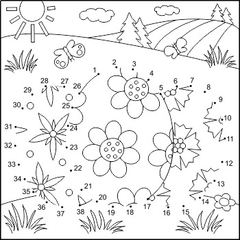 Connect the Dots and Coloring Page with Easter Eggs, Commercial Use Allowed
