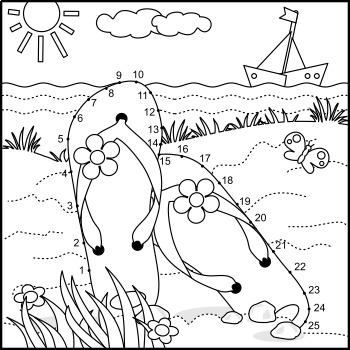 Connect The Dots And Coloring Page With Flip Flops Non Cu By Ratselmeister