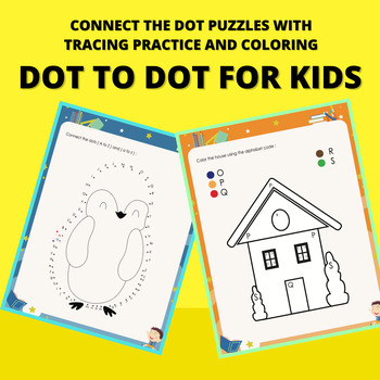 Preview of Connect the Dots for Kids, Dot Puzzles with Tracing Practice and Coloring Fun