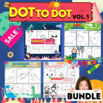 Preview of Connect the dots and draw cute elements,Alien,Cats,Gnomes,Dinosaur...HOLIDAY SET