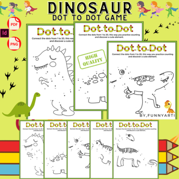 Preview of Connect the dots to dot kids puzzle worksheet drawing of a  triceratops dinosaur