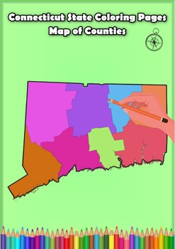 Preview of Connecticut State Coloring Pages Map of Counties Highlighting Rivers Lakes Citie