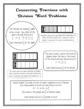Preview of Connecting Fractions with Division Word Problems