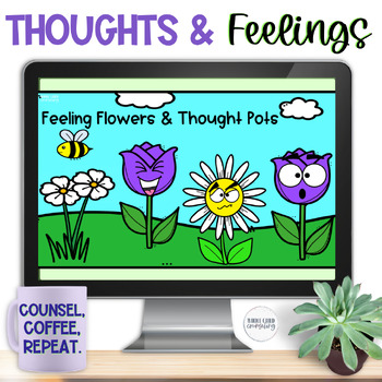 Preview of Connecting Thoughts and Feelings CBT Print and Digital Counseling Activity