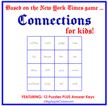 Preview of Connections for Kids (based on the New York Times game)