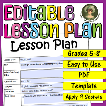 Preview of Connections to Contemporary Issues : Editable Lesson Plan for Middle School