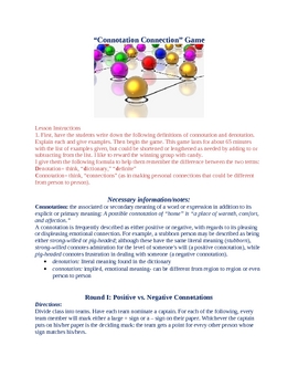 Preview of "Connotation Creation"- a game to teach Connotation vs. Denotation