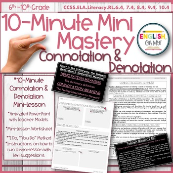 Preview of Connotation & Denotation Mini-Lesson, 10-Minute Mastery, PowerPoint Slides