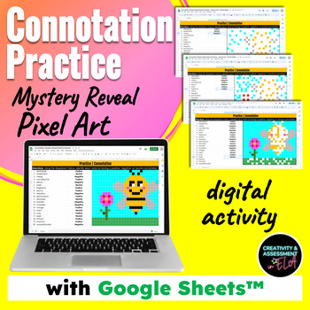 Preview of Connotation Practice | ELA Mystery Reveal Picture Pixel Art Puzzle with Sheets™