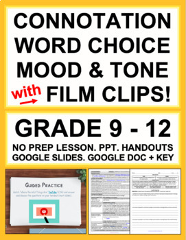 Preview of Connotation, Tone and Mood Activities using Short Videos | Printable & Digital