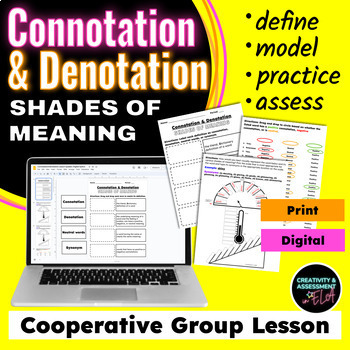 Preview of Connotation and Denotation Lesson | Group Activity Practice and Assessment