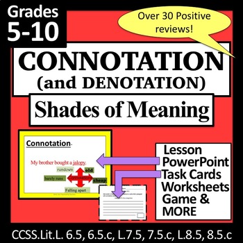 Preview of Connotation and Denotation Task Cards, Match Up, and MORE