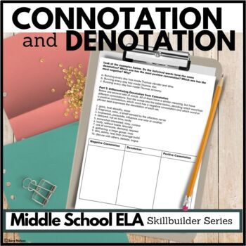 Preview of Connotation and Denotation Activities for Middle School Connotation Worksheets