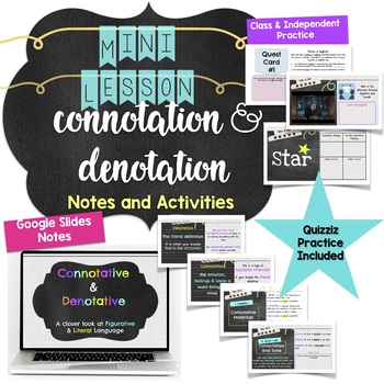 Preview of Connotation & Denotation Mini Lesson and Activities for Middle School ELA