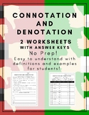 Connotation and Denotation Worksheets- No Prep!