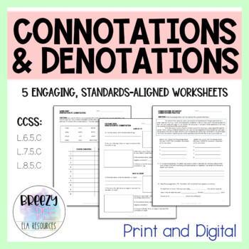 Preview of Connotations and Denotations Lesson and Practice Worksheets