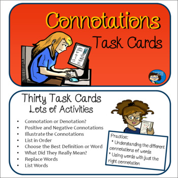 Preview of Connotations Task Cards - Print and Easel Versions