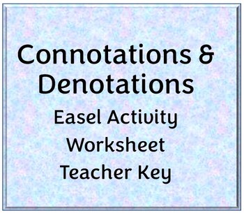 Preview of Connotations and Denotations: definitions, examples, practice + Easel w/KEY