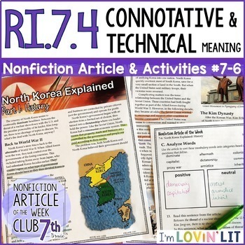 Preview of Connotative & Technical Meaning RI.7.4 | History of North Korea Article #7-6