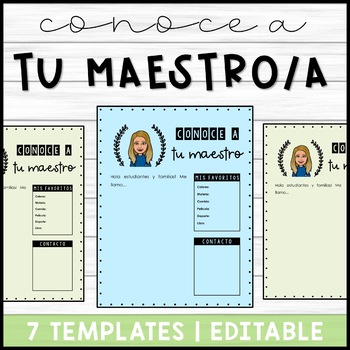 Preview of Conoce A Tu Maestro / Maestra / Terapeuta Español | Meet the Teacher Spanish