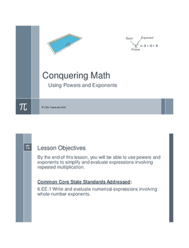 Preview of Using Powers and Exponents - Distance Learning