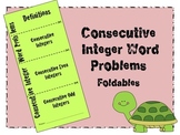 Consecutive Integers Word Problems Foldable
