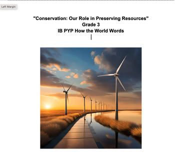 Preview of Conservation: Our Role in Preserving Resources" Grade 3 IB PYP HTWW