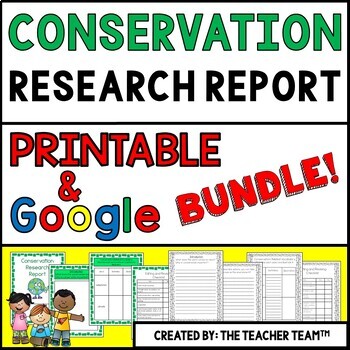 Preview of Conservation Report Printable and Google Slides Bundle