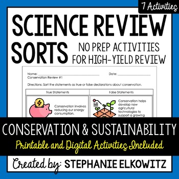 Preview of Conservation and Sustainability Review Sort | Printable, Digital & Easel
