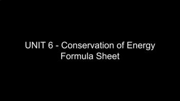Preview of Conservation of Energy Formulas