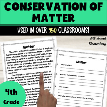 Preview of Conservation of Matter Science Reading Passages and Activities