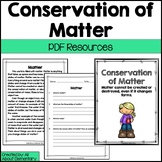 Conservation of Matter Science Reading Passages and Activities